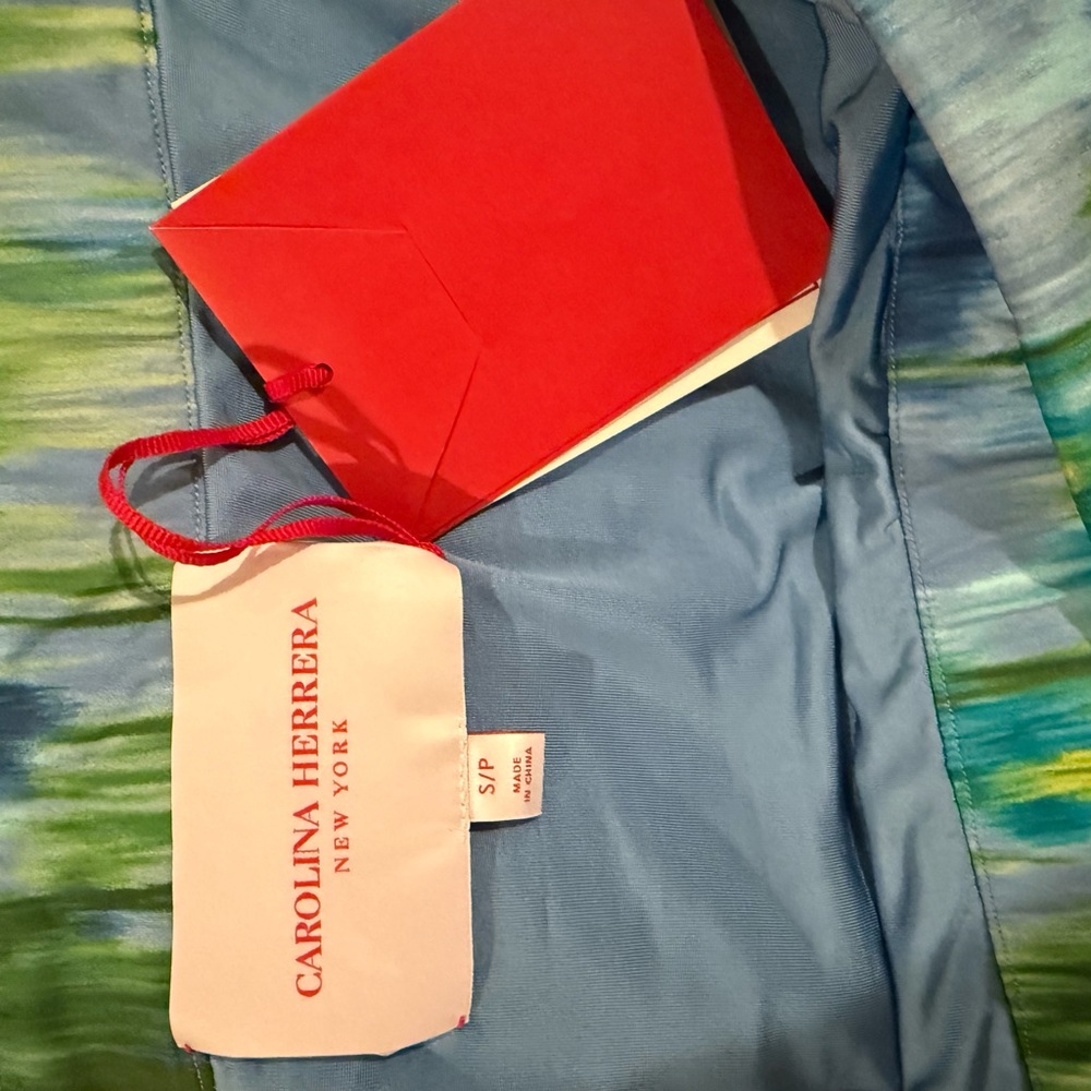 Carolina Herrera Blue and Green Midi Dress - Picture 2 of 2